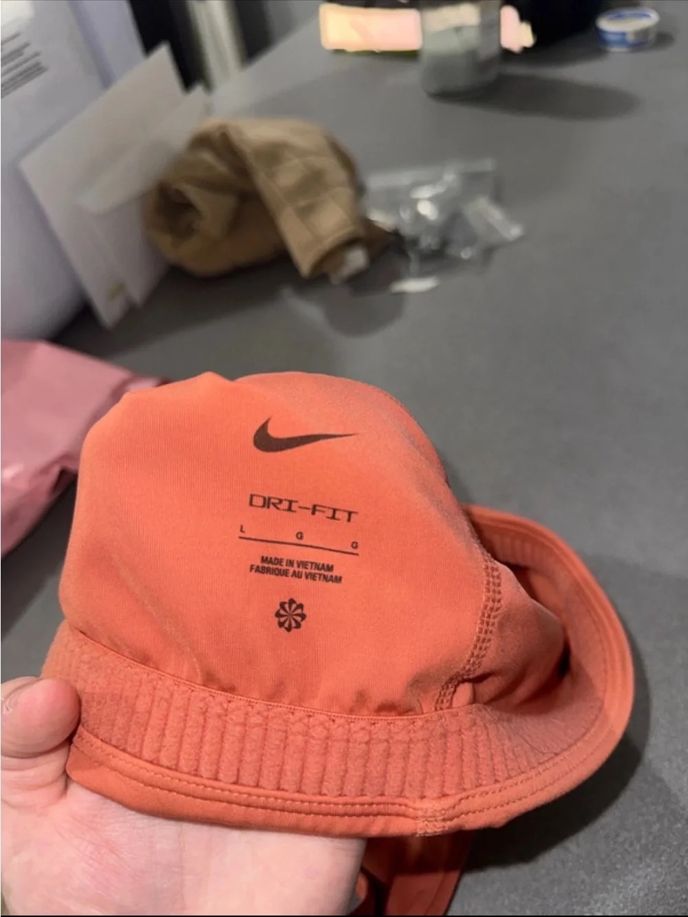 Nike Coral Racerback Sports Bra with White Swoosh